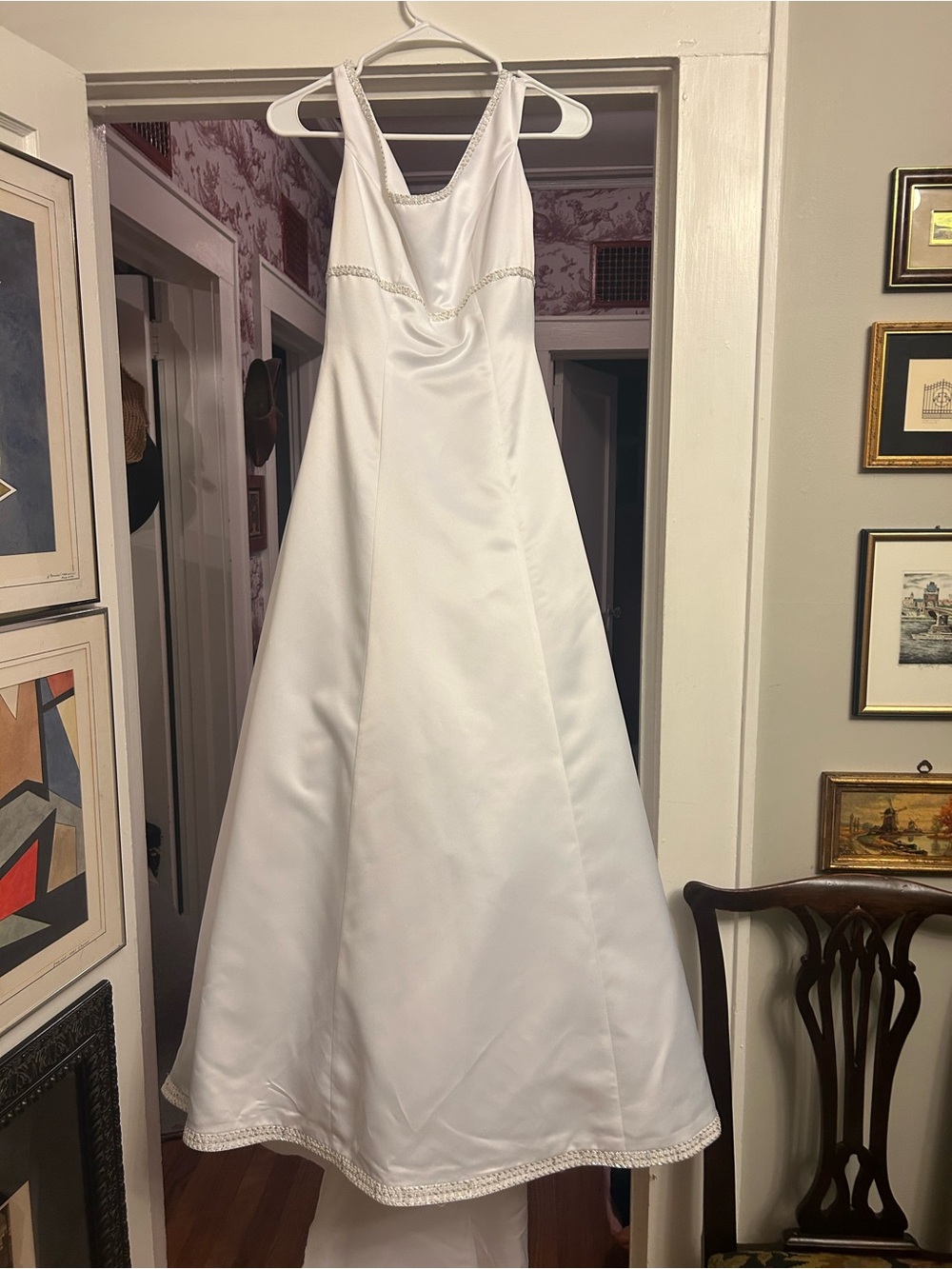 Jasmine White Satin A-Line Wedding Gown with Beaded Detail